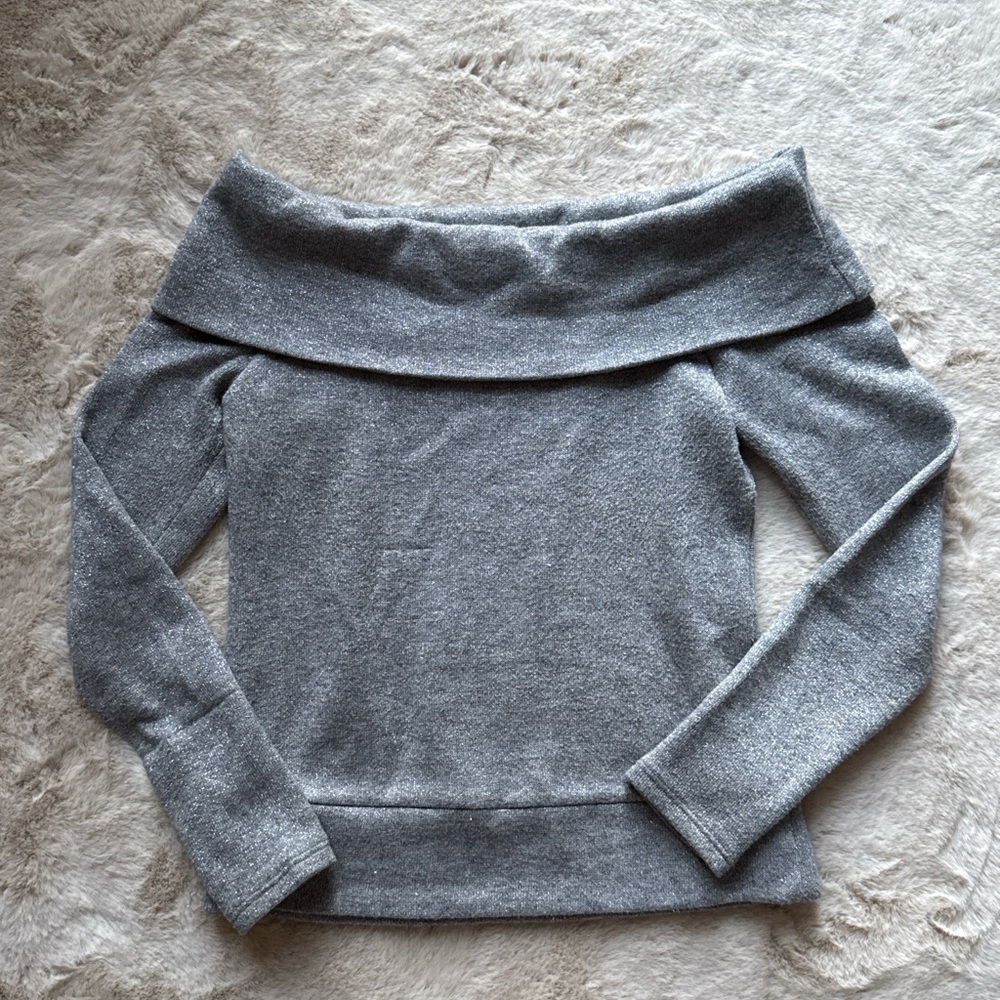 Gray Off-Shoulder Women's Sweater
